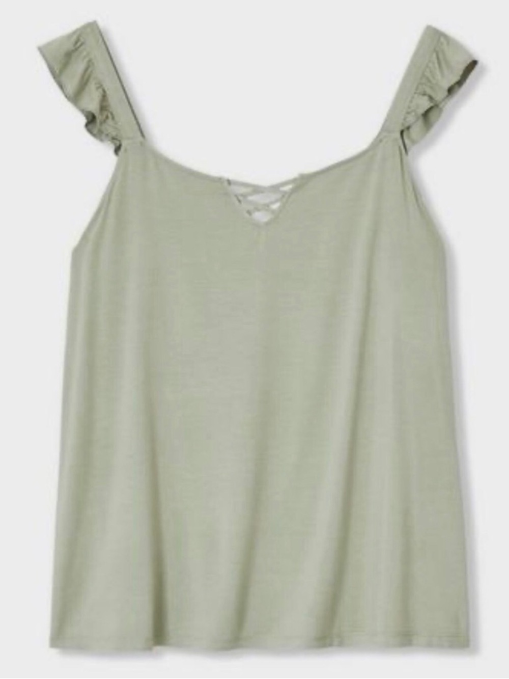 Torrid Super Soft Sage Green Ruffle Tank Top 🧚🏻